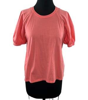 A.L.C. Coral Orange Top Cotton Raglan Sleeve Crew Neck Blouse Size Large L